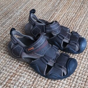 Men's Crocs leather and rubber sandals